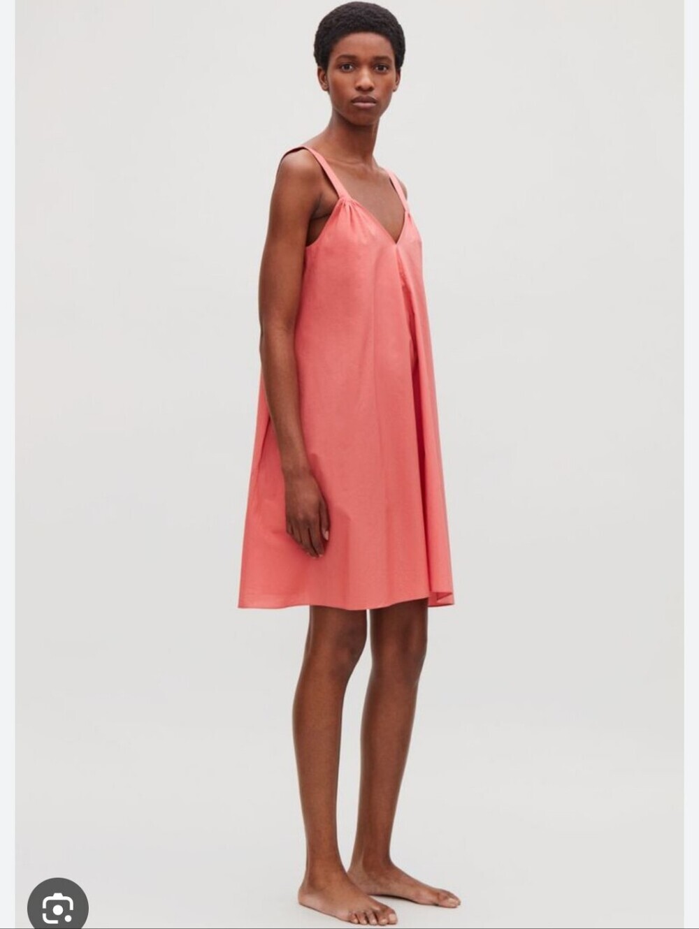 COS Coral Cotton Swing Trapeze Dress Pockets Minimalist Size XS
